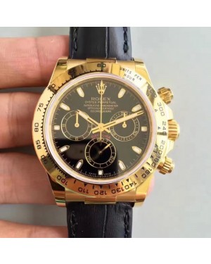 Replica Rolex Daytona Cosmograph 116518 JH Yellow Gold Black Dial Swiss 4130 Run 6@SEC