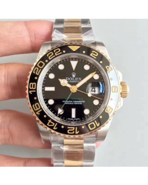Replica Rolex GMT-Master II 116713LN 2018 V7S 24K Yellow Gold Wrapped & Stainless Steel Black Dial Swiss 3186
