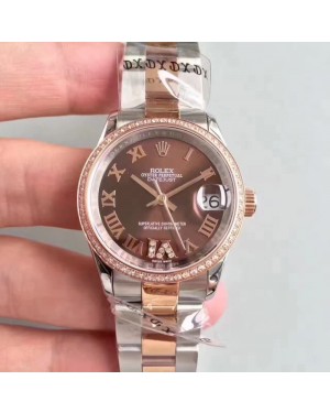 Replica Rolex Datejust 31 178341 31MM JF Stainless Steel & Rose Gold Chocolate Dial Swiss 2836-2