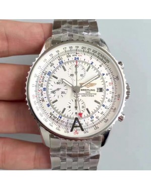 Replica Breitling Navitimer World A2432212/G571-443A JF Stainless Steel White Dial Swiss 7750