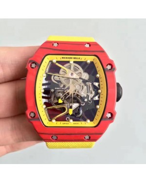 Replica Richard Mille RM27-02 KV Red Forged Carbon Yellow & Skeleton Dial M9015