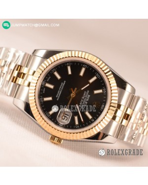 Rolex Datejust 37mm A2836 Two Tone With Black Dial (BP)