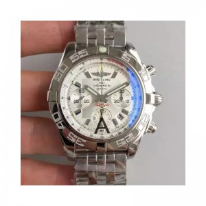 Replica Breitling Chronomat 44 AB011012|G684|375A JF Stainless Steel White Dial Swiss 7750