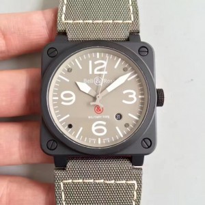 Replica Bell & Ross Aviation Military Type BR 03-92 ZF PVD Beige Dial M9015